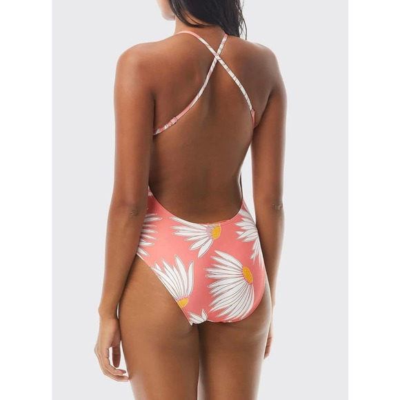 Kate Spade Falling Flower V-Neck One-Piece Swimsuit * Size Large MSRP $90 wom804 - Picture 2 of 4